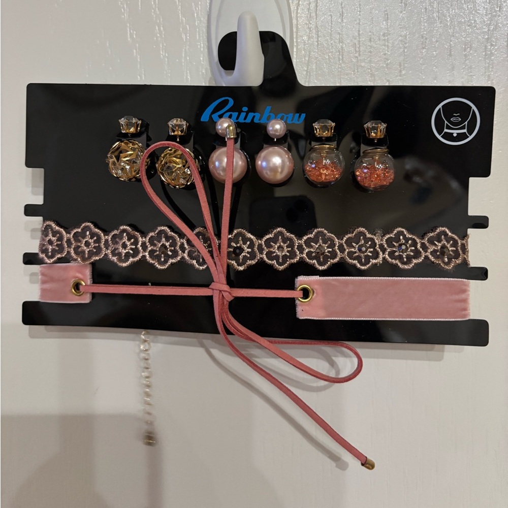 Rainbow Pink and Gold Jewelry Set